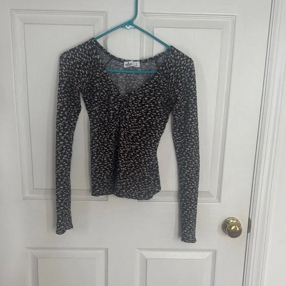 Hollister Black Floral Long Sleeve Top